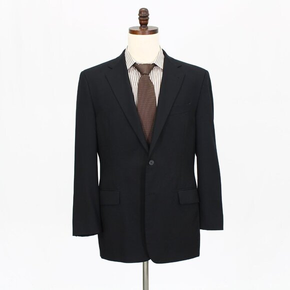 Joseph Abboud 42R Black Solid 2-Button Sport Coat Blazer Jacket G940